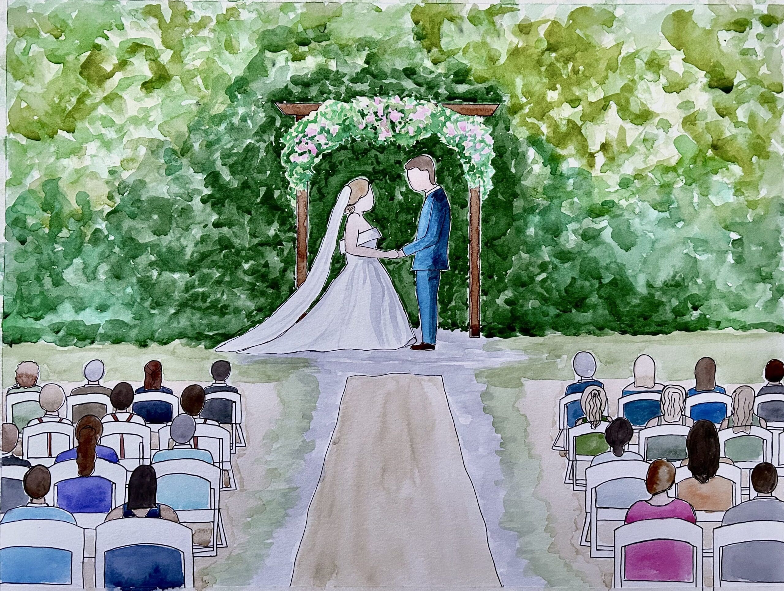 Watercolor Painting of a wedding ceremony