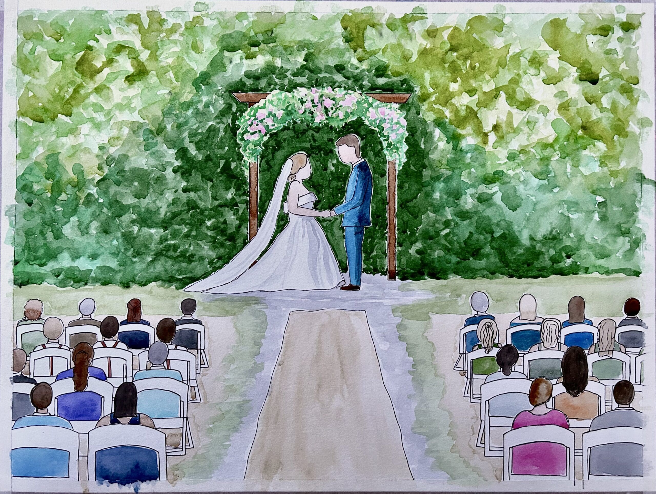 Watercolor Painting of a wedding ceremony